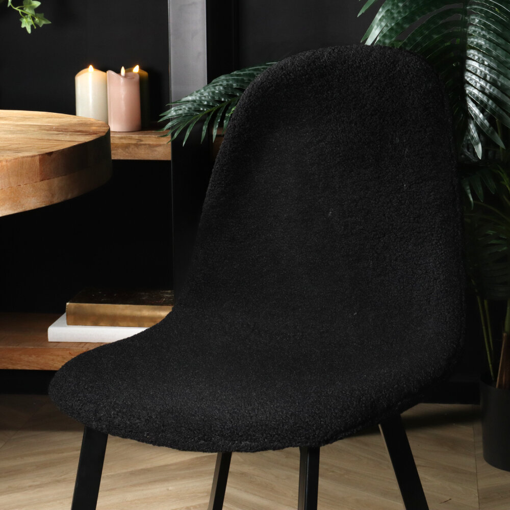 Chaise de salle à manger Simpy teddy bouclé noir Chaise de salle à manger Simpy teddy bouclé noir