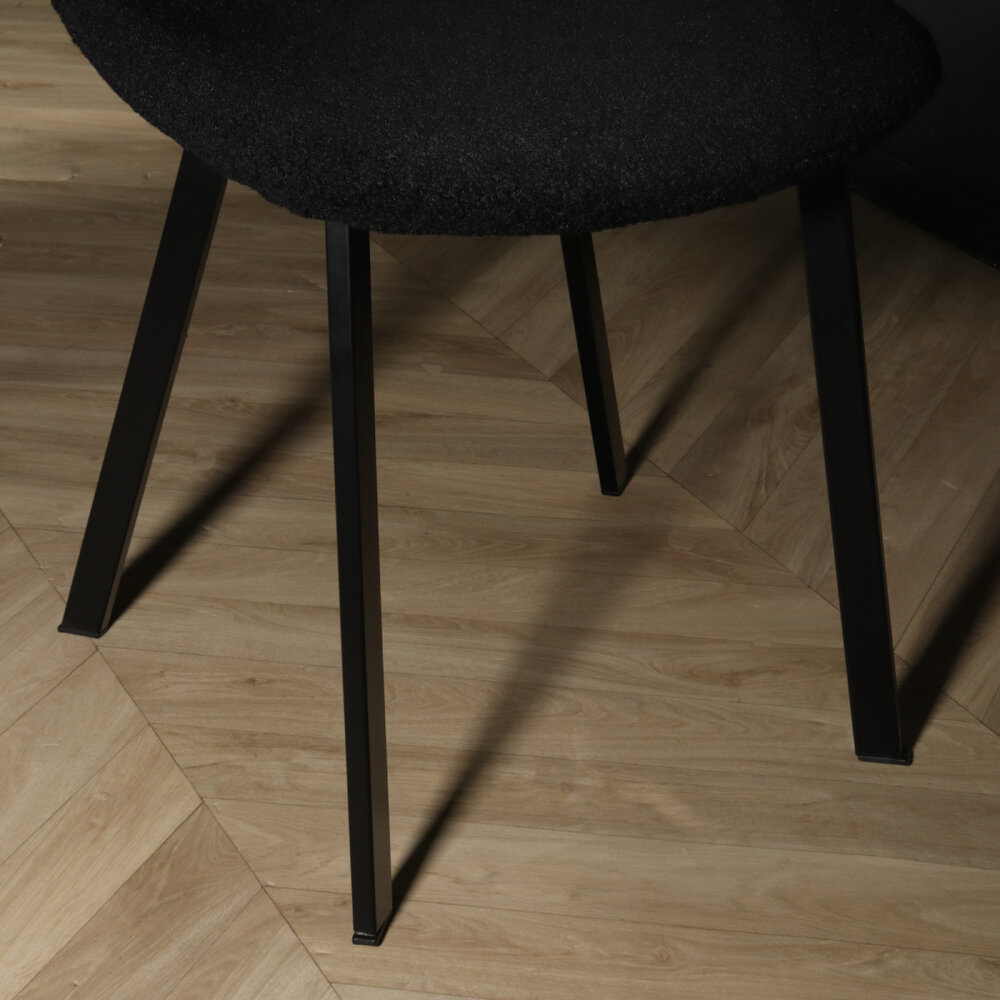 Chaise de salle à manger Simpy teddy bouclé noir Chaise de salle à manger Simpy teddy bouclé noir