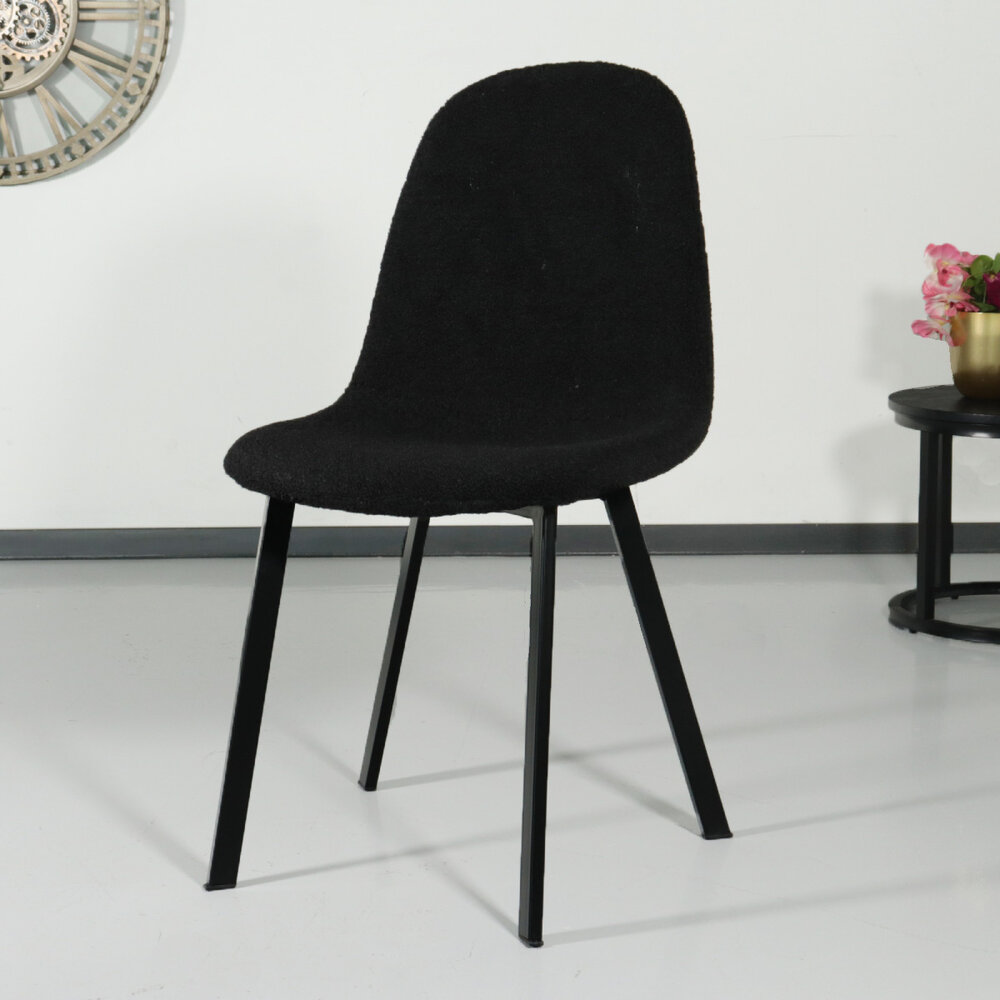 Chaise de salle à manger Simpy teddy bouclé noir Chaise de salle à manger Simpy teddy bouclé noir