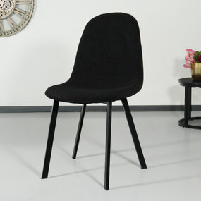 Lizzely Garden & Living Chaise de salle à manger Simpy teddy bouclé noir