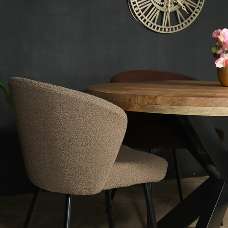 Lizzely Garden & Living Chaise de salle à manger teddy bouclé gris Felix