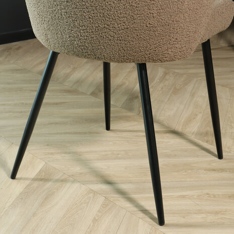 Lizzely Garden & Living Chaise de salle à manger teddy bouclé gris Felix