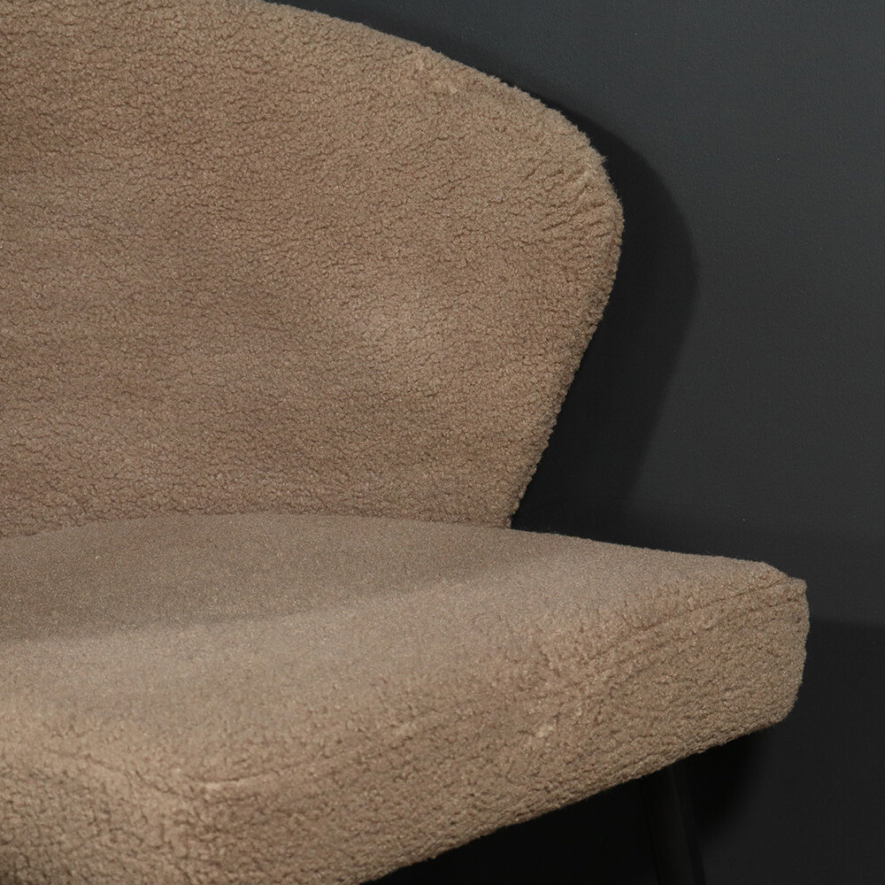 Chaise de salle à manger teddy bouclé gris Felix