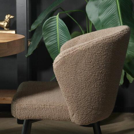 Lizzely Garden & Living Chaise de salle à manger teddy bouclé gris Felix