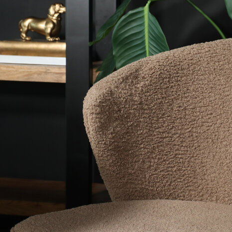 Lizzely Garden & Living Chaise de salle à manger teddy bouclé gris Felix