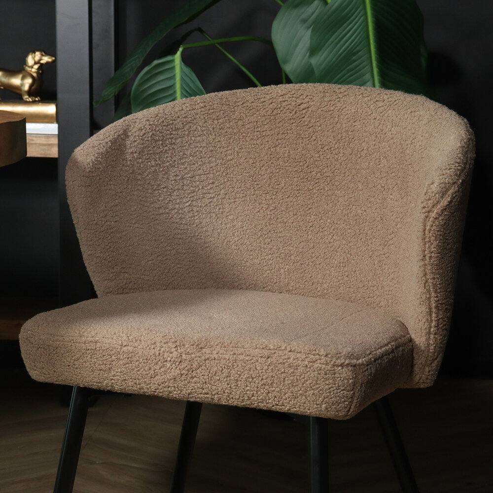 Chaise de salle à manger teddy bouclé gris Felix