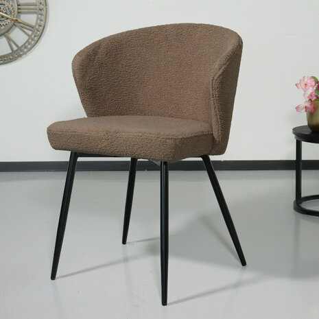 Lizzely Garden & Living Chaise de salle à manger teddy bouclé gris Felix