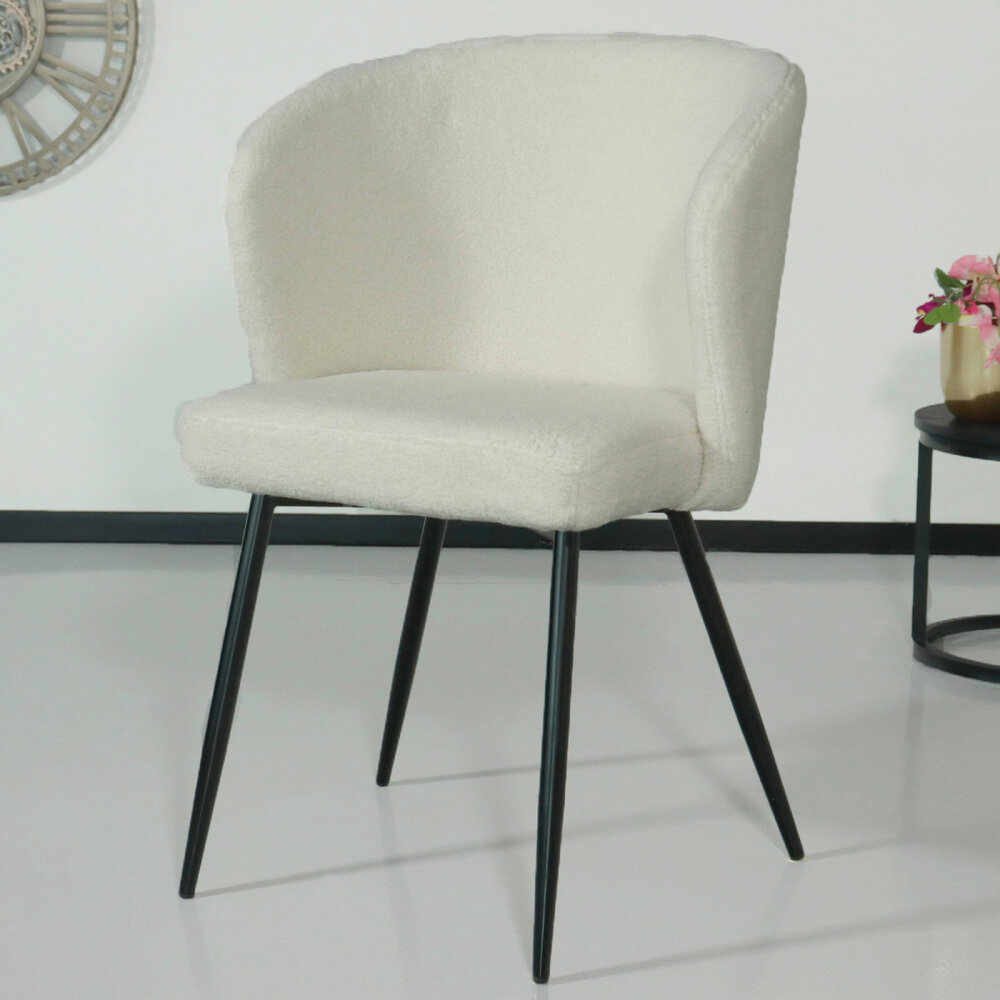 Chaise de salle à manger teddy bouclé blanc Felix