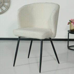 Lizzely Garden & Living Chaise de salle à manger teddy bouclé blanc Felix