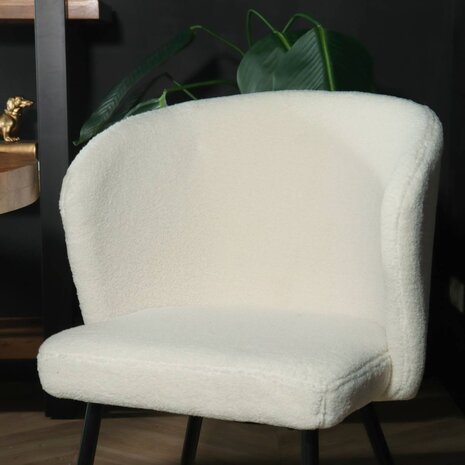 Lizzely Garden & Living Chaise de salle à manger teddy bouclé blanc Felix