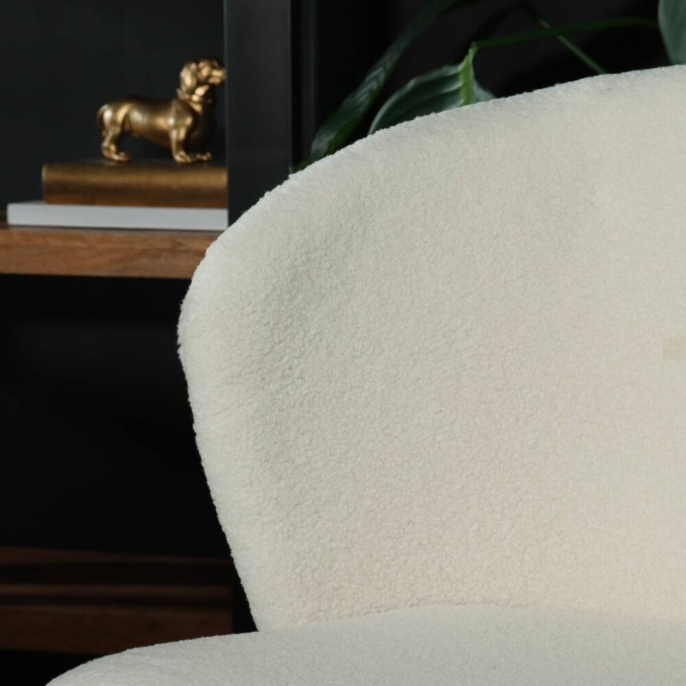 Chaise de salle à manger teddy bouclé blanc Felix