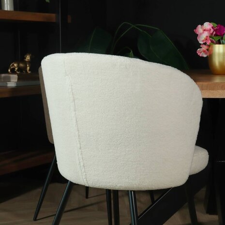 Lizzely Garden & Living Chaise de salle à manger teddy bouclé blanc Felix