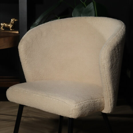 Lizzely Garden & Living Chaise de salle à manger teddy bouclé sable Felix