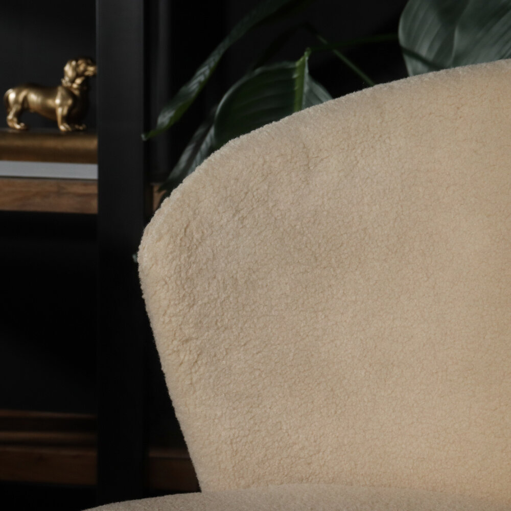 Chaise de salle à manger teddy bouclé sable Felix