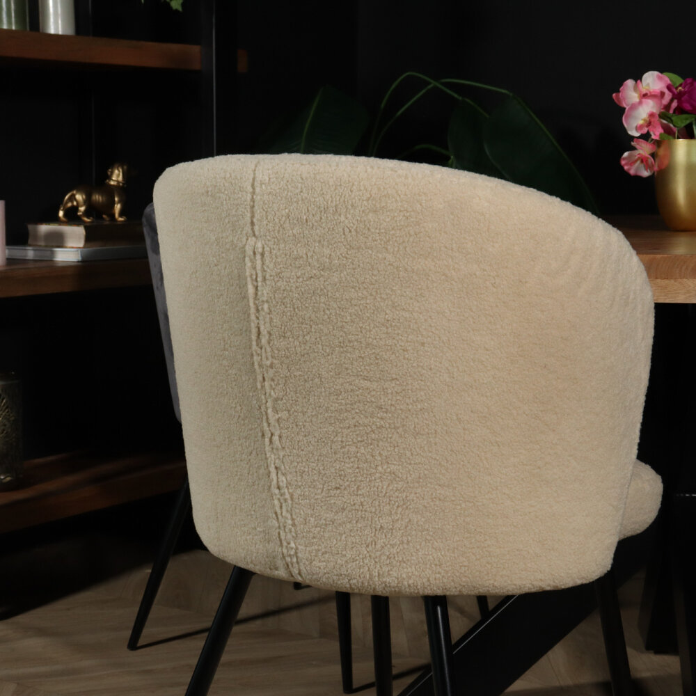 Chaise de salle à manger teddy bouclé sable Felix