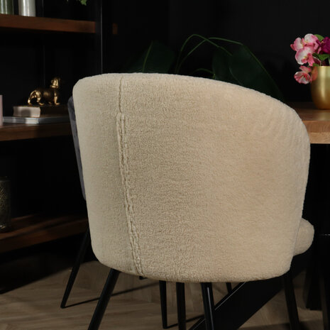 Lizzely Garden & Living Chaise de salle à manger teddy bouclé sable Felix