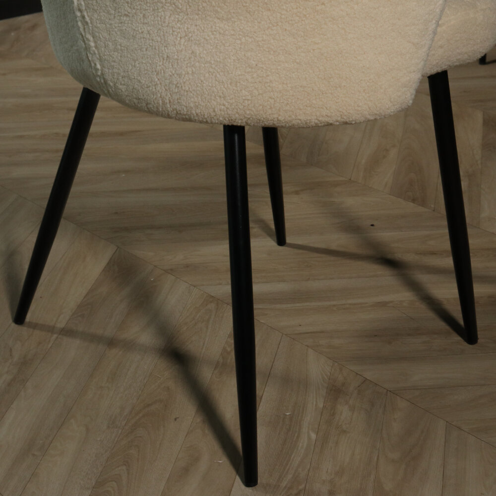 Chaise de salle à manger teddy bouclé sable Felix