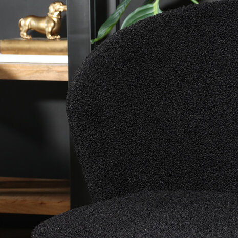 Lizzely Garden & Living Chaise de salle à manger teddy bouclé noir Felix