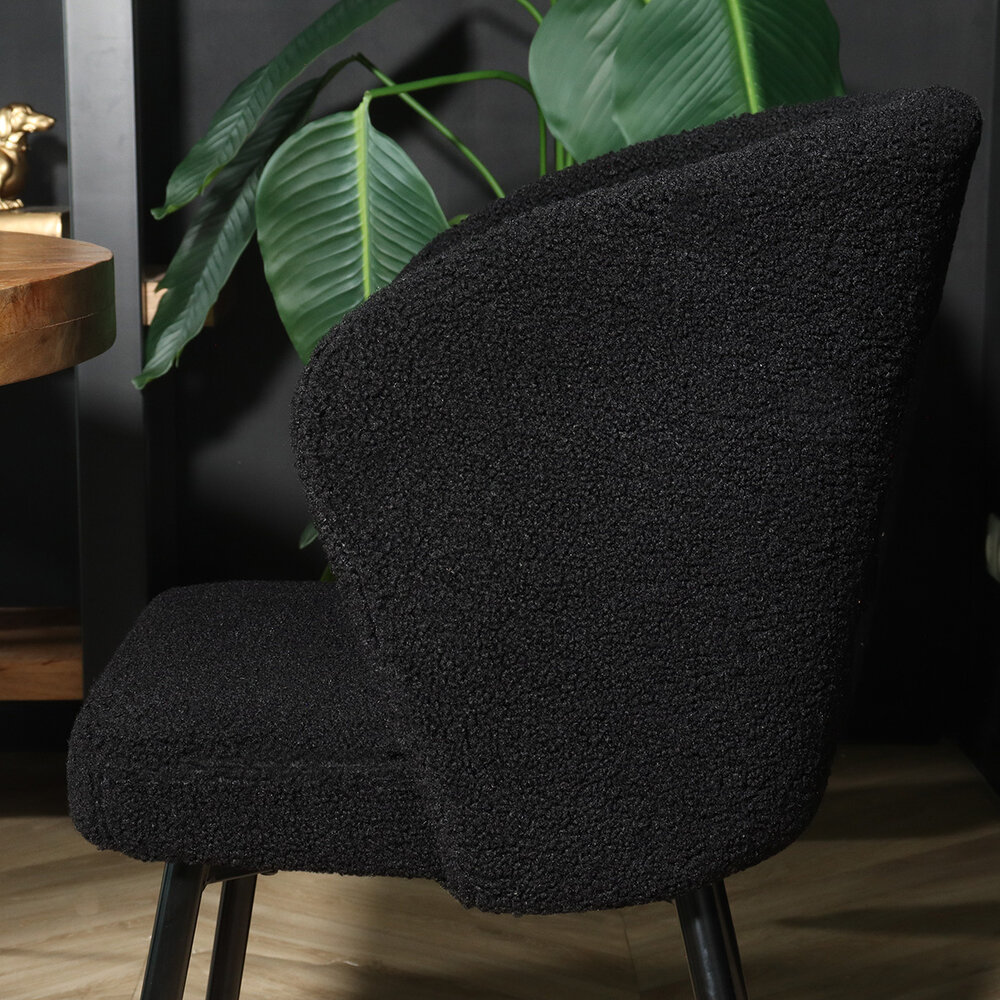 Chaise de salle à manger teddy bouclé noir Felix