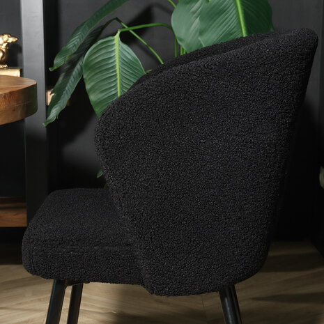 Lizzely Garden & Living Chaise de salle à manger teddy bouclé noir Felix