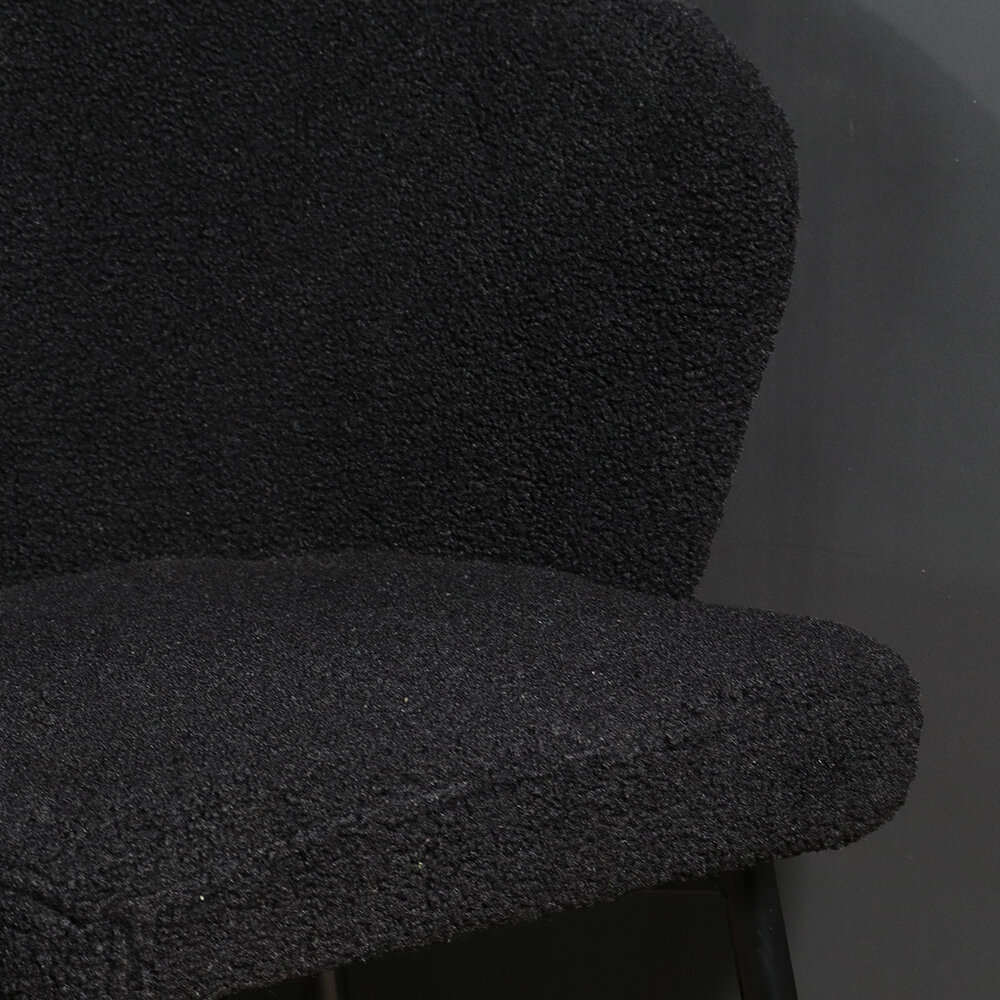 Chaise de salle à manger teddy bouclé noir Felix