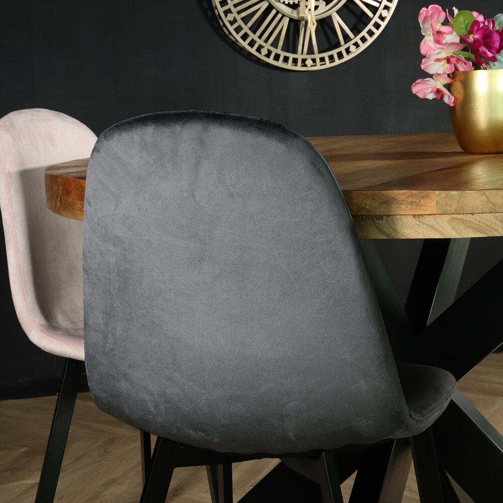 Chaise de salle à manger Simpy velours gris