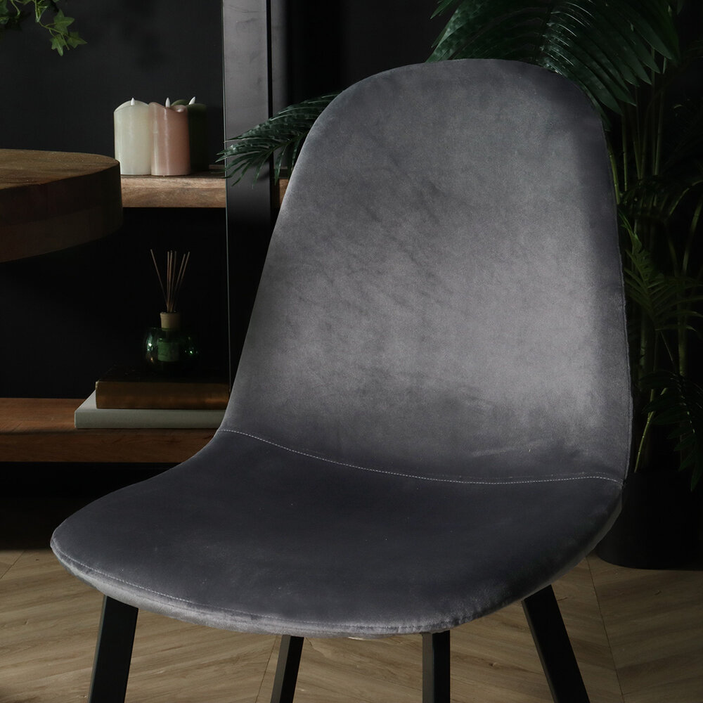 Chaise de salle à manger Simpy velours gris