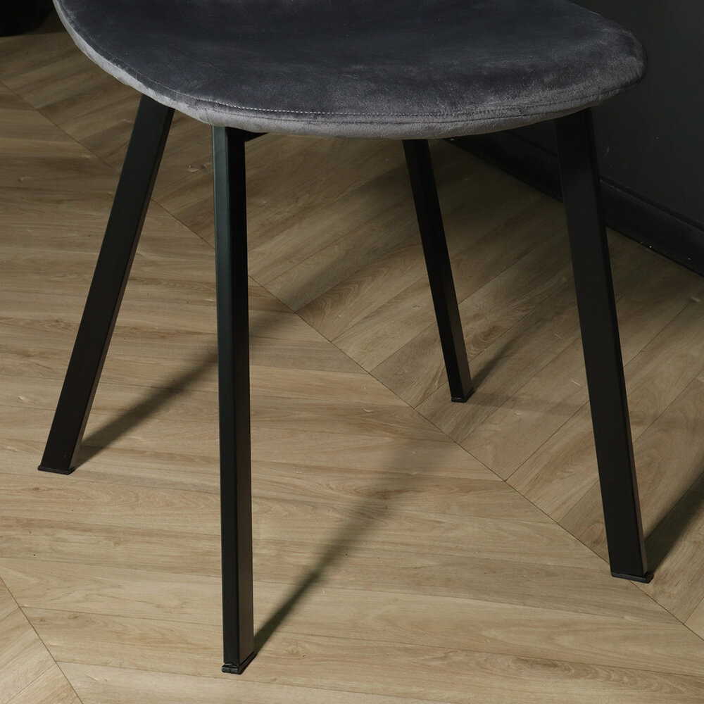 Chaise de salle à manger Simpy velours gris