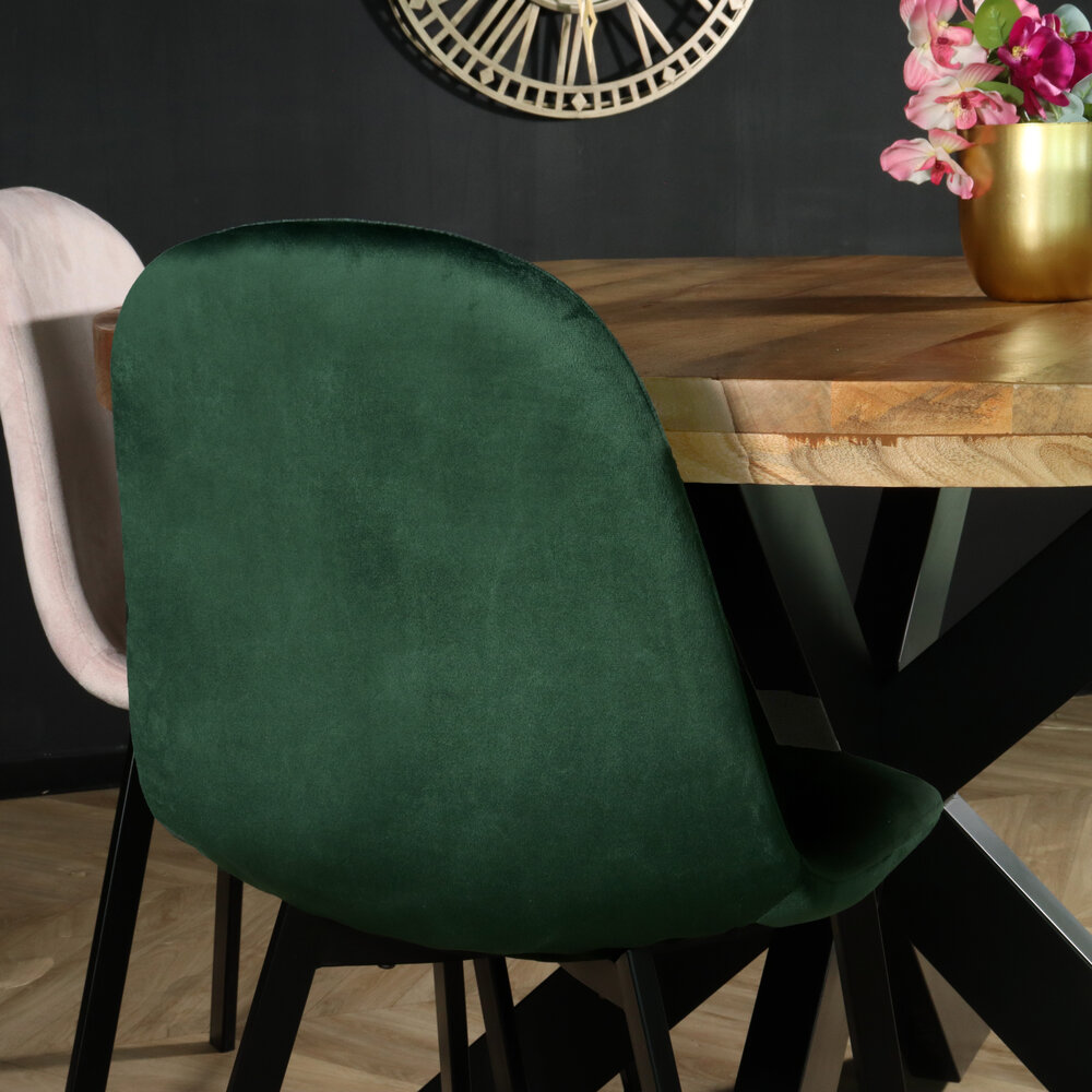 Chaise de salle à manger Simpy velours vert foncé