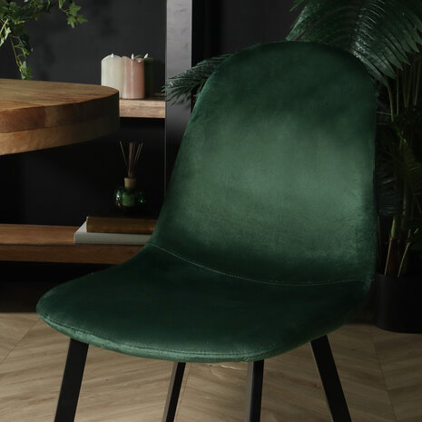 Lizzely Garden & Living Chaise de salle à manger Simpy velours vert foncé