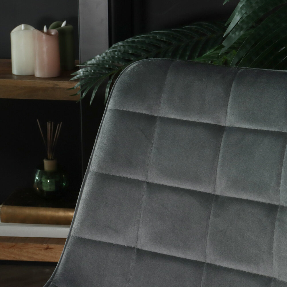 Chaise de salle à manger De Vince en velours gris