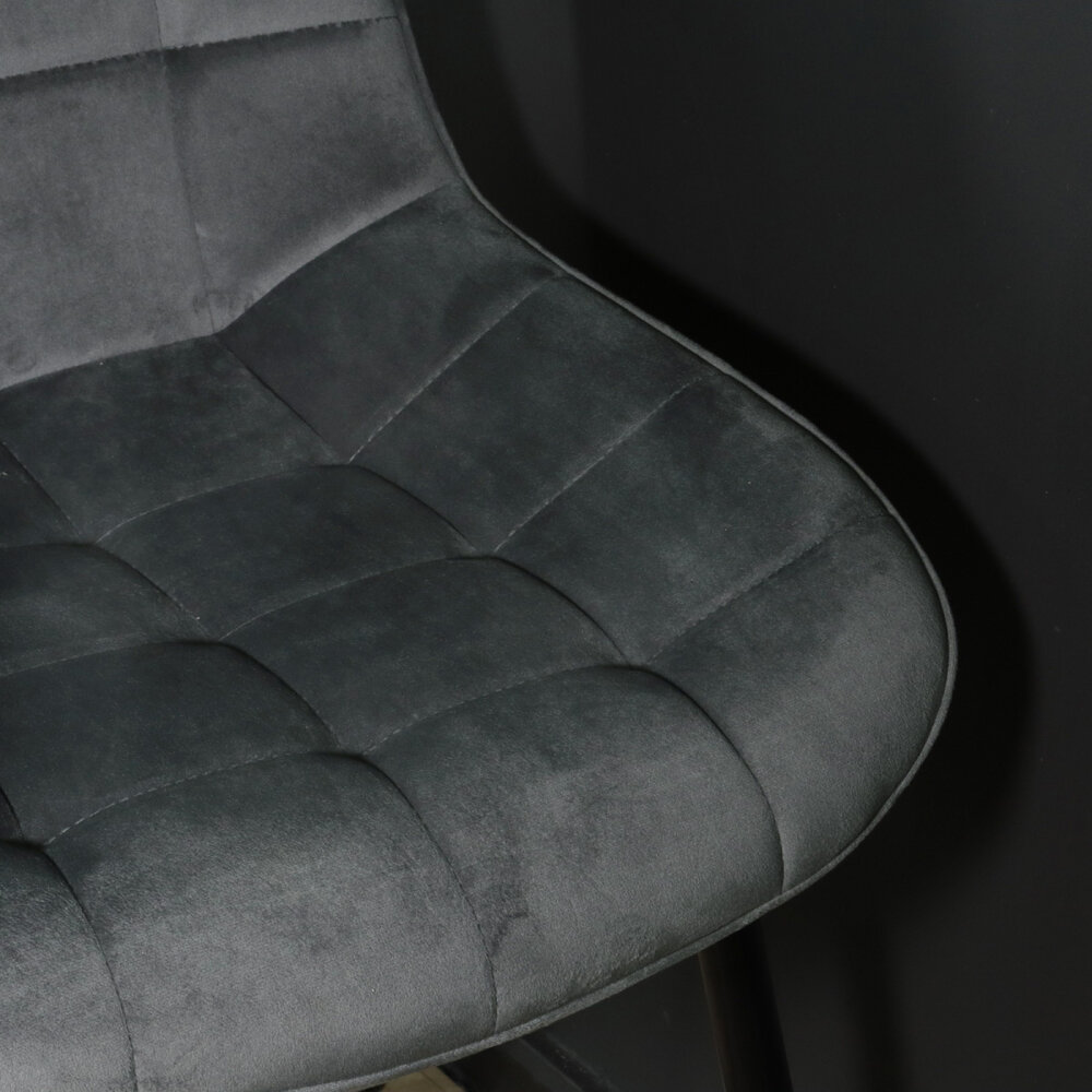 Chaise de salle à manger De Vince en velours gris