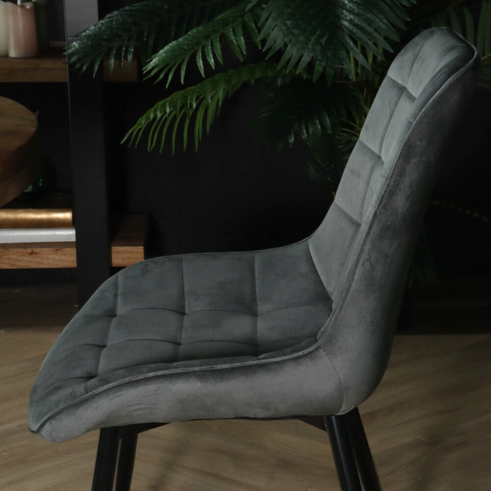 Chaise de salle à manger De Vince en velours gris