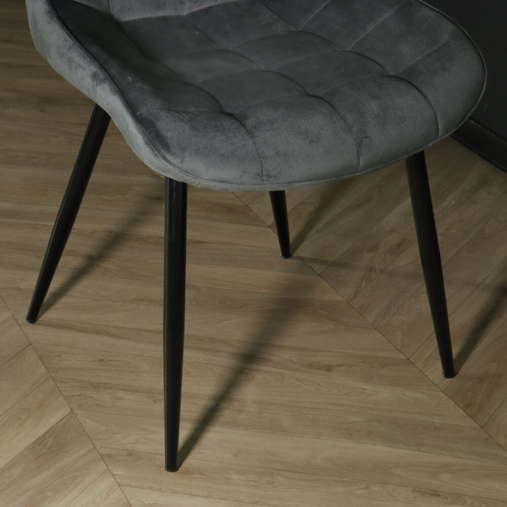 Chaise de salle à manger De Vince en velours gris