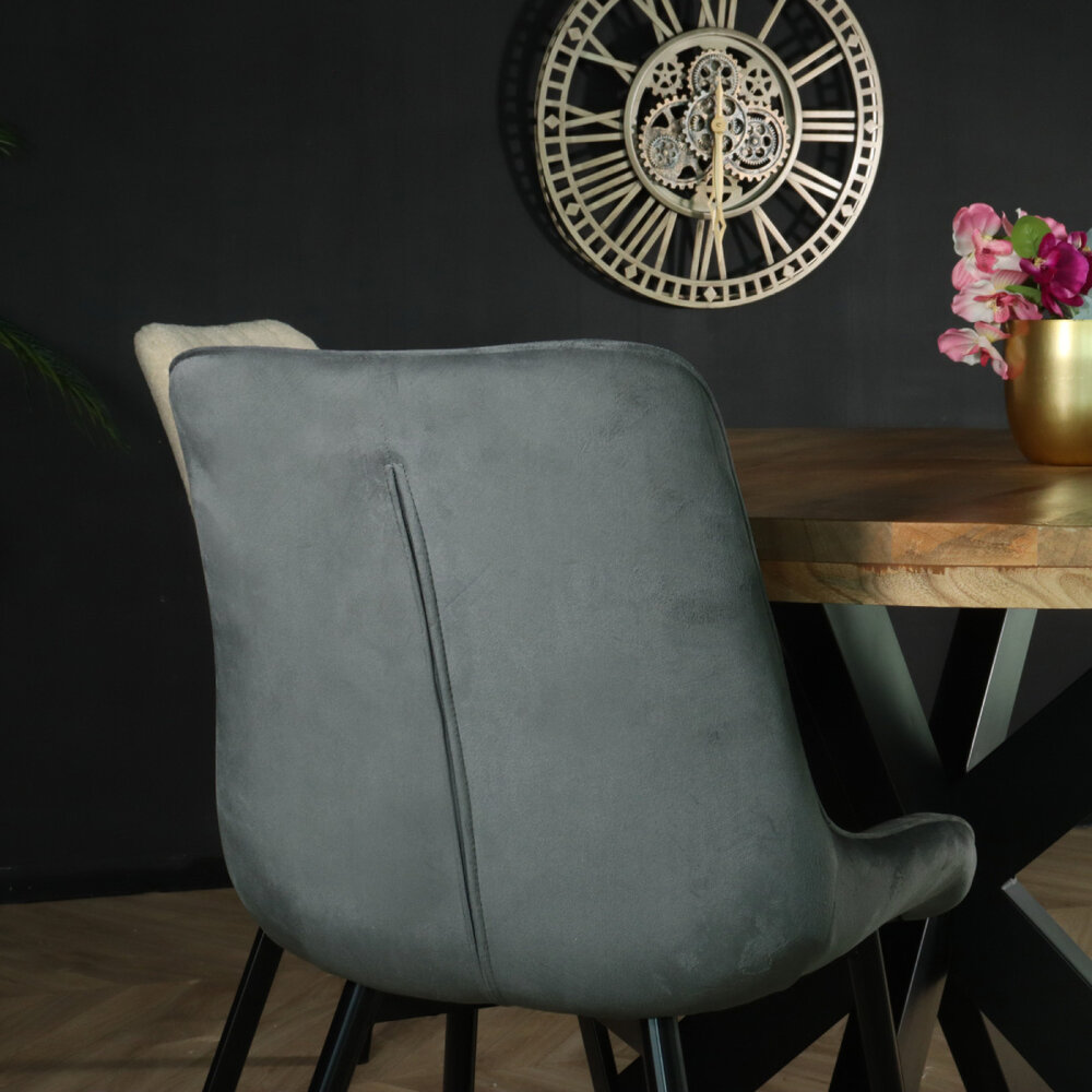 Chaise de salle à manger De Vince en velours gris