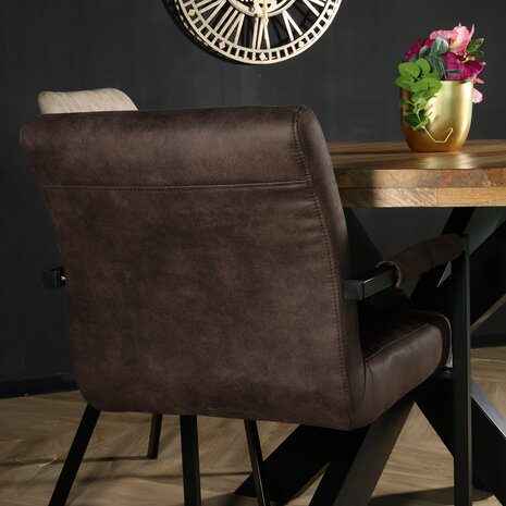 Lizzely Garden & Living Chaise de salle à manger avec accoudoir marron Noor design