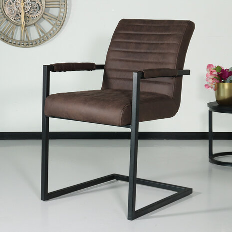 Lizzely Garden & Living Chaise de salle à manger avec accoudoir marron Noor design