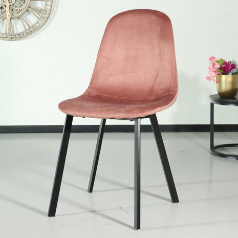 Lizzely Garden & Living Chaise de salle à manger Simpy velours vieux rose