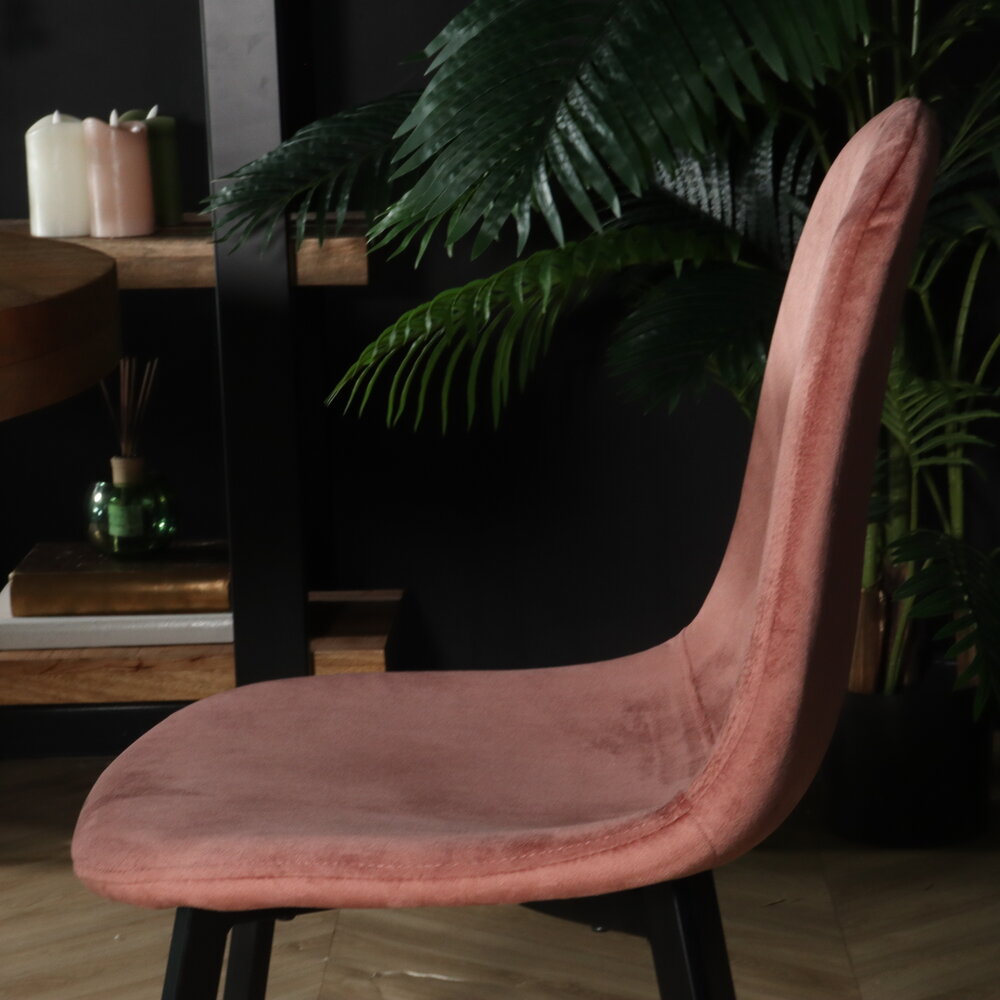 Chaise de salle à manger Simpy velours vieux rose
