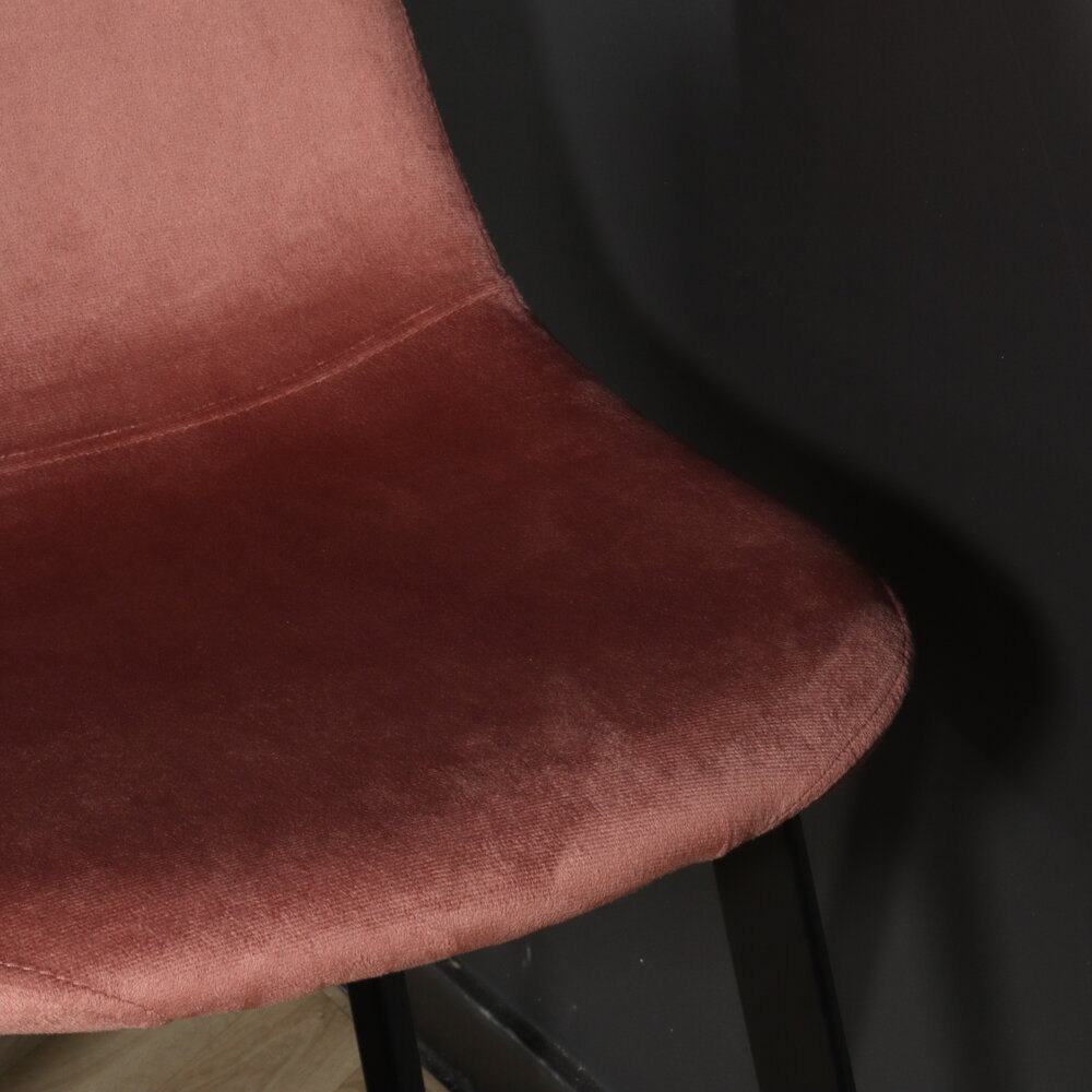Chaise de salle à manger Simpy velours vieux rose