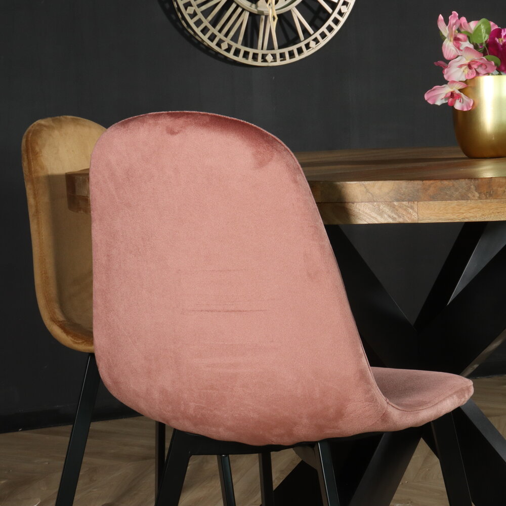 Chaise de salle à manger Simpy velours vieux rose