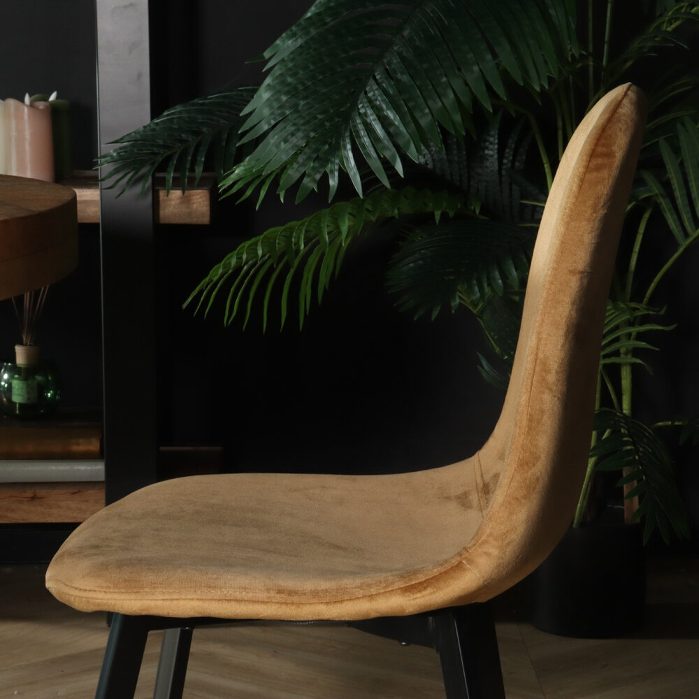 Chaise de salle à manger Simpy velours marron