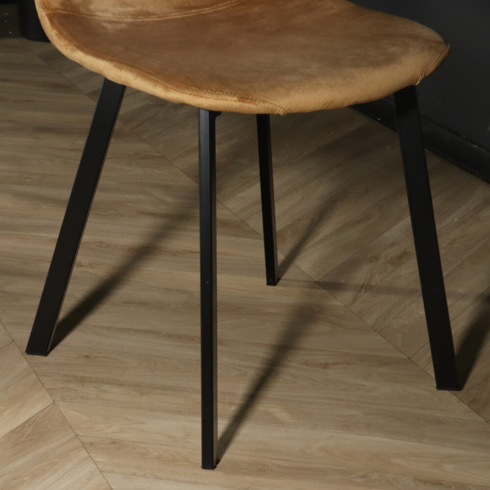 Chaise de salle à manger Simpy velours marron