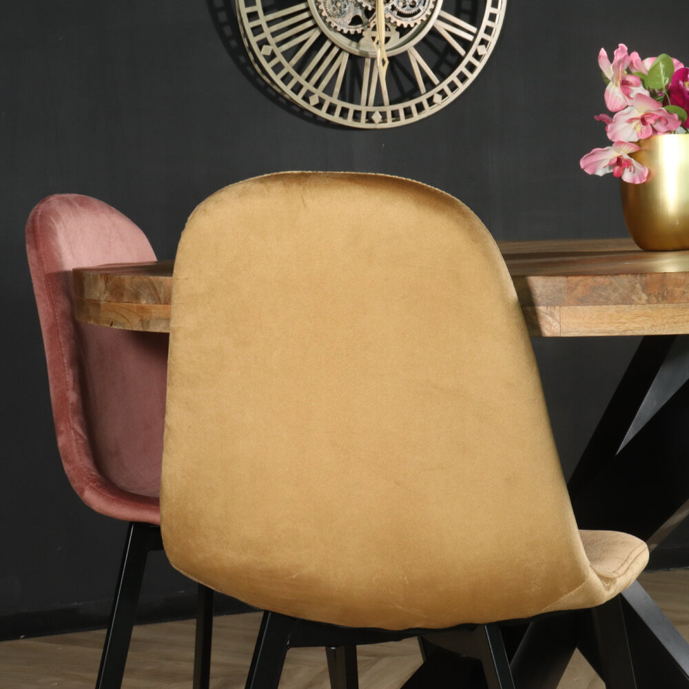 Chaise de salle à manger Simpy velours marron