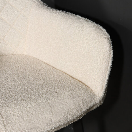 Lizzely Garden & Living Chaise de salle à manger avec accoudoirs Yurgan teddy bouclé blanc cassé