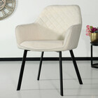 Chaise de salle à manger avec accoudoirs Yurgan teddy bouclé blanc cassé