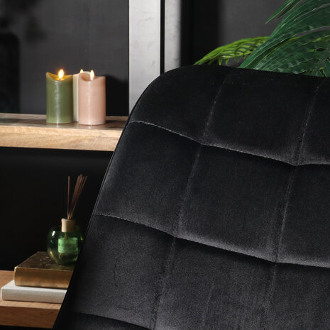 Lizzely Garden & Living Chaise de salle à manger industrielle en velours noir Lux Lizzely Garden & Living Chaise de salle à manger industrielle en velours noir Lux