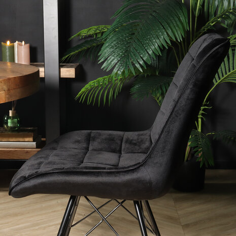 Lizzely Garden & Living Chaise de salle à manger industrielle en velours noir Lux Lizzely Garden & Living Chaise de salle à manger industrielle en velours noir Lux