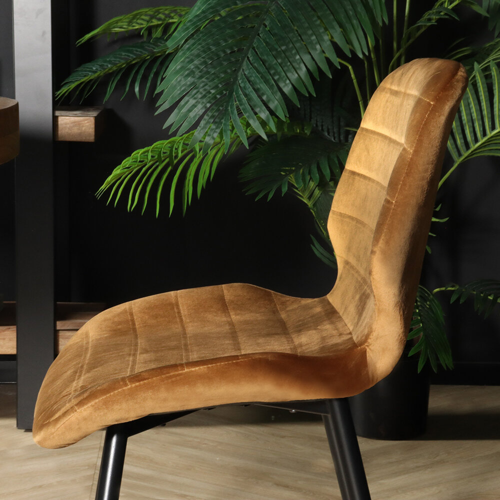 Chaise de salle à manger Vinnies velours marron/moutarde Chaise de salle à manger Vinnies velours marron/moutarde