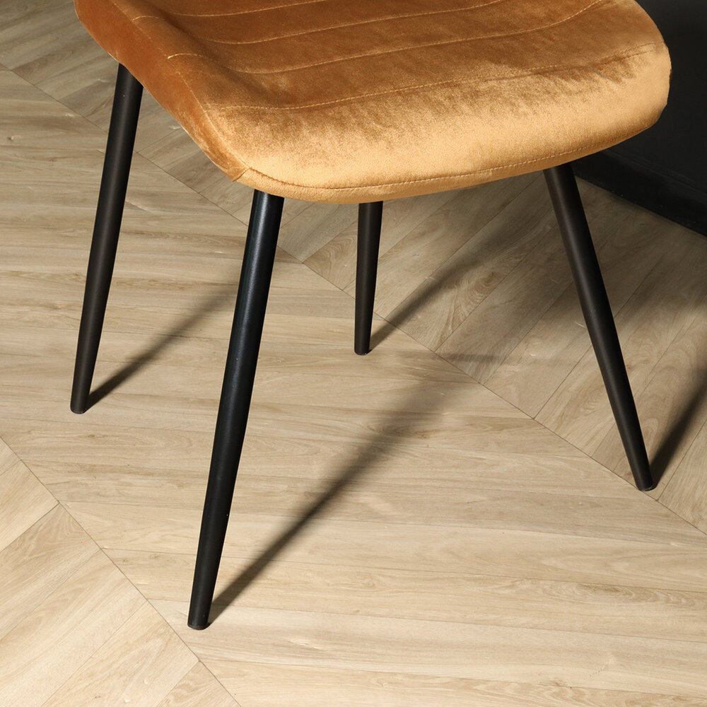 Chaise de salle à manger Vinnies velours marron/moutarde Chaise de salle à manger Vinnies velours marron/moutarde